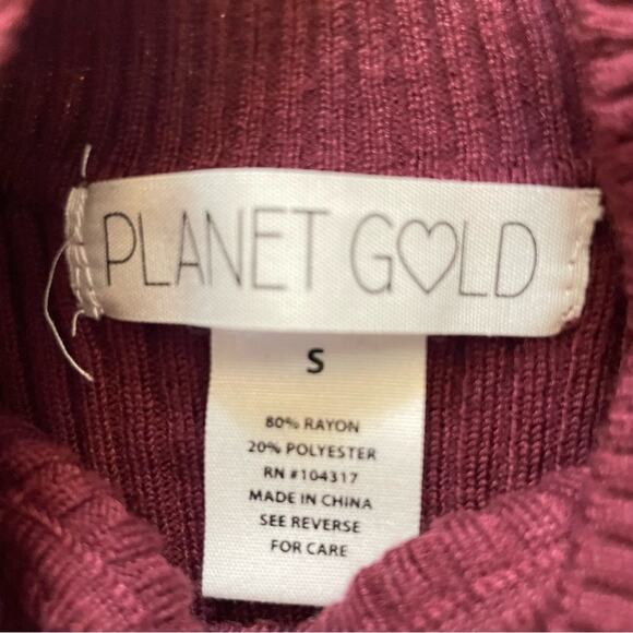 Planet Gold Burgundy Plum Mock Neck Cold Shoulder Fitted Dress Size Small S B16 - Picture 3 of 4